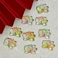 Close-up of vibrant dual-hole glass lotus flower beads for DIY jewelry making - Double Hole Lotus / Dazzle Color (L855)