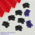 Detail of lotus glass beads showing 19x15x6mm size and weight for DIY jewelry making - Double Hole Lotus / Dark Purple (L859)