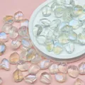 Macro view of iridescent faceted glass beads with 12x16x8mm dimensions - L662# Beige