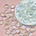 Detailed macro view of iridescent irregular lampwork glass beads for DIY jewelry making. - L663# Transparent Purple