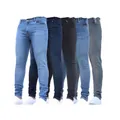 Men's skinny denim jeans in multiple colors including blue, black and grey washes - S / Bottoms / Dark Blue