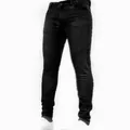 Men's black skinny fit stretch denim jeans with classic five-pocket style for daily wear - S / Bottoms / Black