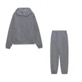 Ensemble de survêtement décontracté deux pièces avec sweat à capuche gris et pantalon assorti. - Gris clair