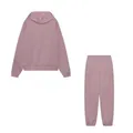 Set sportivo casual due pezzi color malva con felpa con cappuccio e pantaloni jogger - Taglia S / Top E Pantaloni / Rosa