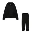 Set due pezzi confortevole con felpa con cappuccio nera spessa e pantaloni sportivi coordinati. - Taglia S / Top E Pantaloni / Nero