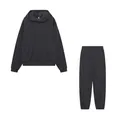 Sweat-shirt gris anthracite et pantalon de jogging assorti présentés à plat au sol. - Gris foncé