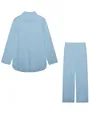 Light blue two-piece casual set featuring a long-sleeved shirt and wide-leg pants - S / Top And Bottom / Light Blue