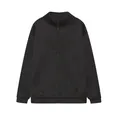 Vista dettagliata di una felpa nera da donna con mezza zip e maniche lunghe, stile casual. - Taglia S / Top / Nero