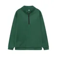 Dettaglio felpa donna verde bosco con mezza zip e colletto alto, maniche lunghe sportive. - Verde Scuro