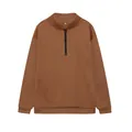 Felpa marrone da donna con mezza zip, collo a lupetto e polsini a costine elastiche - Marrone