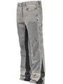 Detailed side view of gray men's stacked flare jeans with paint splatters. - S / Bottoms / Light Gray