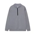 Vista dettagliata di una felpa grigia con mezza zip e maniche lunghe su sfondo bianco - Grigio chiaro