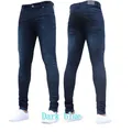 Men's slim fit stretch denim jeans in dark blue color, featuring front and back views - S / Bottoms / Dark Blue