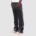 Men's stylish black paneled stacked flare jeans with distressed paint splatter - S / Bottoms / Black