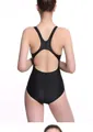Detailed back view of a professional black one-piece athletic swimsuit with racerback - M / Top And Bottom / Triangle Style Black