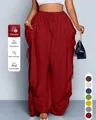 Pantaloni a lanterna taglie forti con coulisse e dettaglio in viscosa traspirante - Borgogna