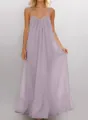 Summer lavender sleeveless camisole maxi dress featuring elegant ruffled hem details - Light Purple