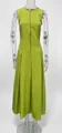 Detail showing the chartreuse sleeveless maxi dress with a front zipper on a mannequin - Fruit Green