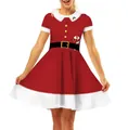 Festive red Christmas Santa costume 3D digital print dress for women with high waist design - S / Top And Bottom / Santa Claus Red (HYC5565)