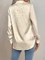 Detailed back view of an elegant leopard print mixed casual long-sleeve shirt for women - S / Tops / Champagne