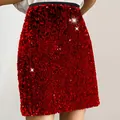 Sexy roter Pailletten-Minirock in Bodycon-Passform für glamouröse Party-Looks - S / Unterteile / Rot