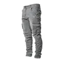 Jeans cargo grigi slim fit da uomo con design multitasche e dettagli usurati - Taglia S / Pantaloni e gonne / Grigio