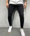 Men's slim fit black skinny jeans featuring a tapered leg and comfortable stretch fabric - S / Bottoms / 011 Black