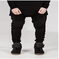 Men's slim fit skinny denim pants in classic black color for trendy streetwear fashion - S / Bottom (3801) / Black