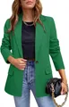 Gedetailleerd overzicht van groene damesblazer met smalle pasvorm en reverskraag - S / Tops / Groen