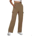High-waisted brown cargo sweatpants featuring side pockets and a relaxed straight-leg fit. - S / Bottoms / Dark Brown