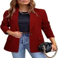 Detailweergave van een elegante bordeauxrode getailleerde damesblazer met lange mouwen - S / Tops / Bordeauxrood
