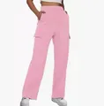 Detaillierte Ansicht der pinkfarbenen Cargo-Hose mit hoher Taille und Seitentaschen - Rosa