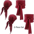 Vue détaillée de l'ensemble foulard de pirate bordeaux et ceinture pour costumes - Bandana Et Écharpe / Rouge