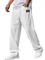 Close-up view of loose white linen trousers for men with stylish fabric texture - S / Bottoms / White