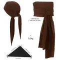 Brown pirate headscarf and waist sash costume set with dimensions and weight info - Bandana And Waist Sash / Brown