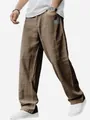 Pantalon décontracté pour homme en coton et lin, coupe ample, marron terreux - 3XL / Bas / 300.00g / Marron