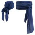 Navy blue pirate bandana and sash set for medieval Renaissance costume accessories - Blue