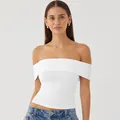 Elegant white off-the-shoulder slim fit crop top for trendy summer fashion outfits - S / Tops / White