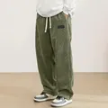 Pantaloni in velluto a coste verde oliva da uomo, vestibilità comoda autunnale - XS / Pantaloni e gonne / Verde Militare Oliva