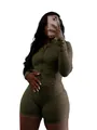 Ensemble de yoga 2 pièces vert olive pour femme avec veste ajustée et short de sport - S / Haut Et Bas / Vert olive