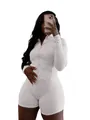 Ensemble de yoga blanc ajusté pour femmes avec veste zippée et short assorti de sport - S / Haut Et Bas / Blanc