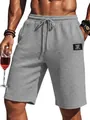 Men's casual grey waffle knit shorts featuring a drawstring waist and stylish patch - S / Bottoms / Gray