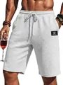 Detail view of white waffle knit texture on men's casual summer beach shorts - S / Bottoms / Light Gray