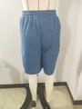 Vista detallada trasera de pantalones cortos casuales azules tipo gofre para hombre - 3XL / Bottoms / Azul
