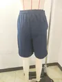 Detailed back view of navy blue waffle knit casual shorts for men's summer wear. - 3XL / Bottoms / Dark Blue