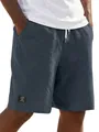 Detailansicht der atmungsaktiven Baumwoll-Leinen-Shorts für Herren mit Kordelzug. - M / Unterteile / Marineblau