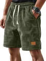 Vista detallada de pantalones cortos casuales para hombre en verde militar con textura gofre - 3XL / Bottoms / Verde Militar