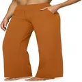 Lässige weite Hose mit geradem Schnitt und Taschen in Brandorange - S / Unterteile / Schokoladenbraun