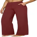 Lässige dunkelrote Damen-Hose mit weitem Bein und praktischen Taschen - S / Unterteile / Dunkelrot