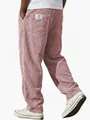 Loose straight men's pink corduroy casual trousers with premium vertical stripe texture - Pink